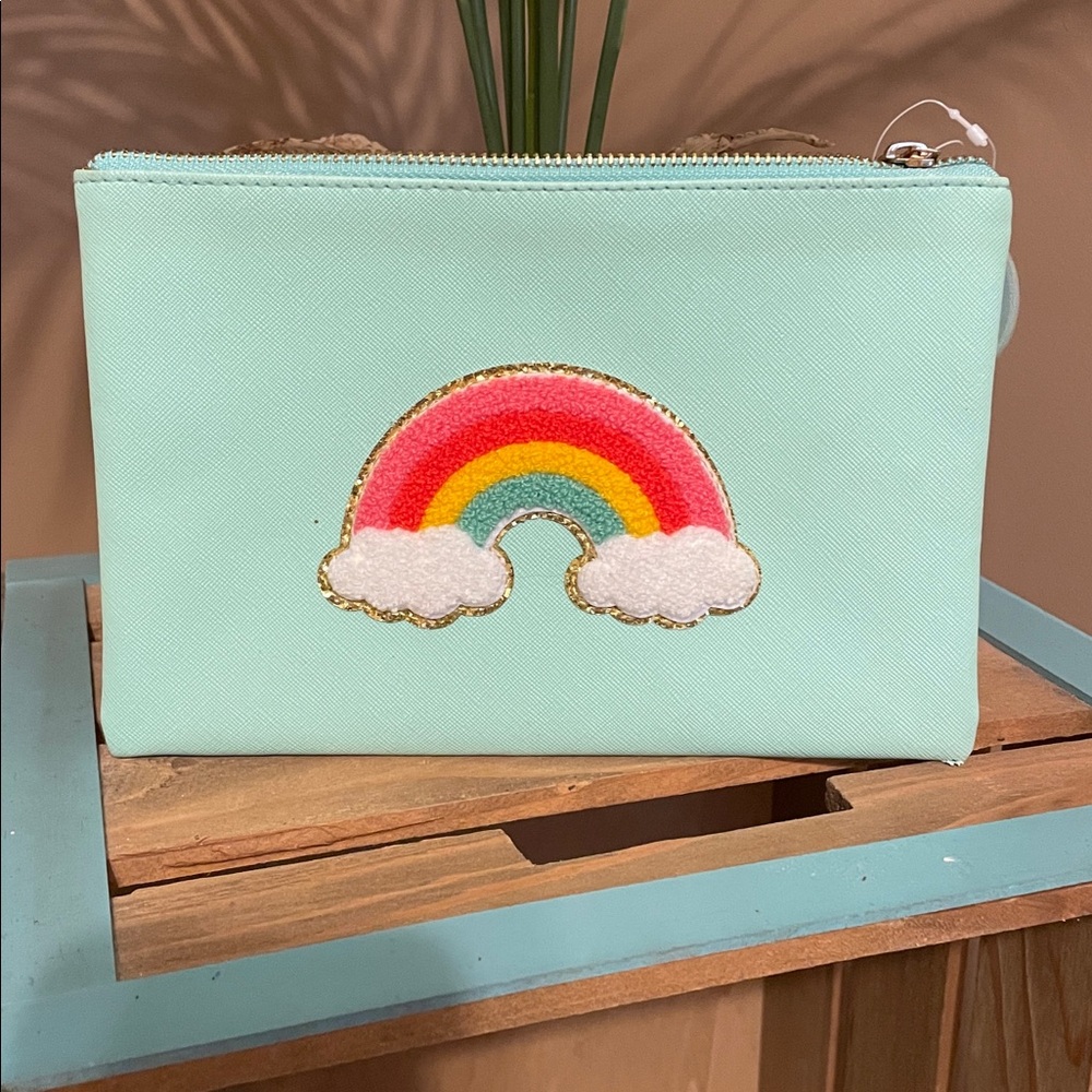 Kids Rainbow Patch Pouch with Glitter Accents